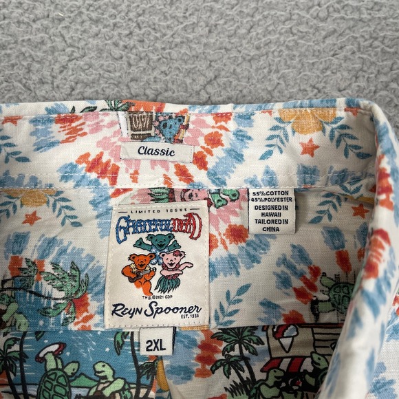 Reyn Spooner Grateful Dead Shirt Mens 2XL White AOP Tie Dye Limited Edition‎ - Picture 2 of 6